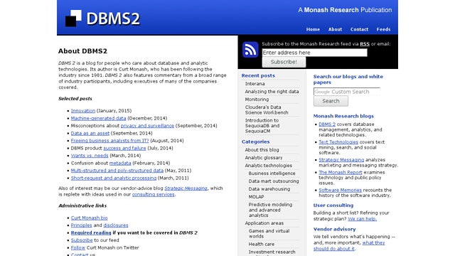 DBMS2 Database Blog
