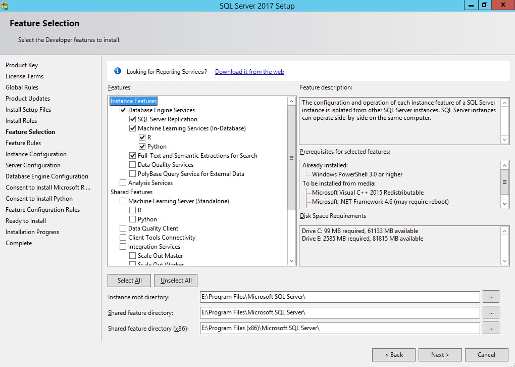 Features of SQL Server