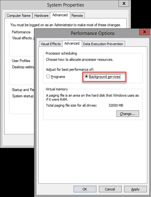 Figure 2 – Adjust for best performance of "Background services"