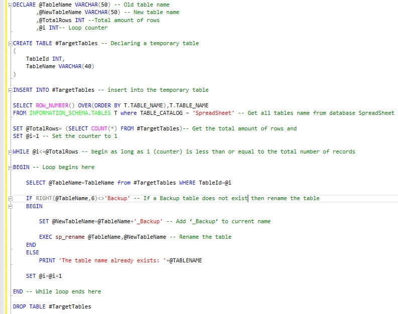 Figure 4 – Alternative code to a SQL cursor
