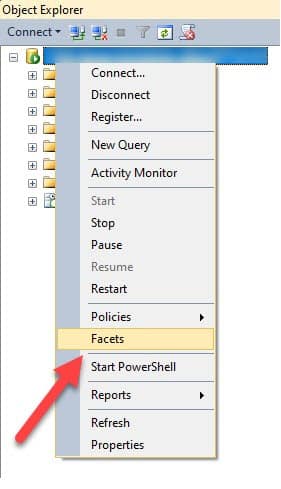 Figure 1 - Facets (SSMS)
