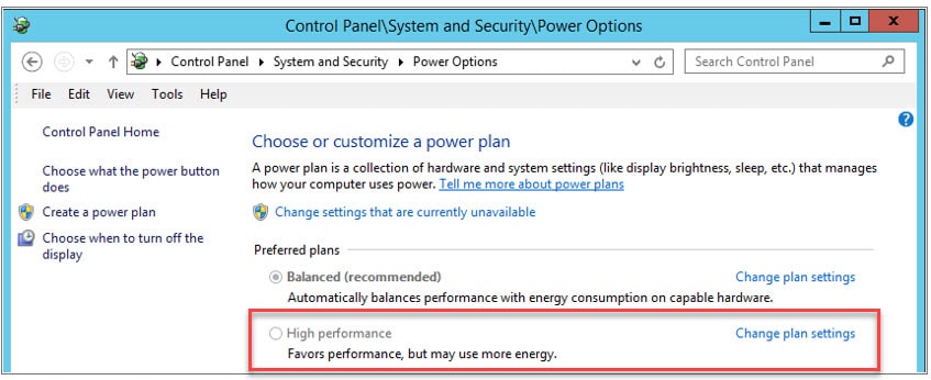 Figure 1 - Options of Windows power plans