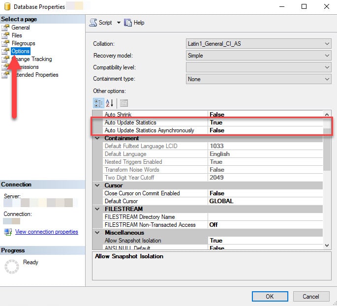 Figure 1 - Auto-update statistics options